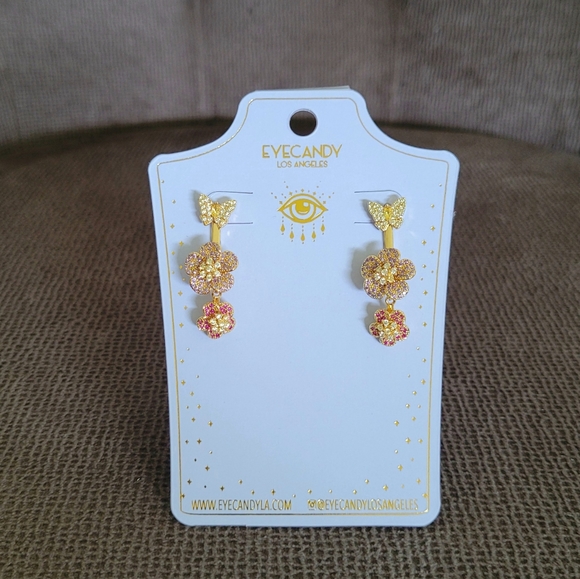 Eye👁 Candy🍭 Los Angeles🏙 Sparkley Floral💐 Ear👂Jacket Earrings - Picture 11 of 15